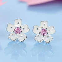 stud earrings jewellery sterling silver daisy pink stone womens girls new uk