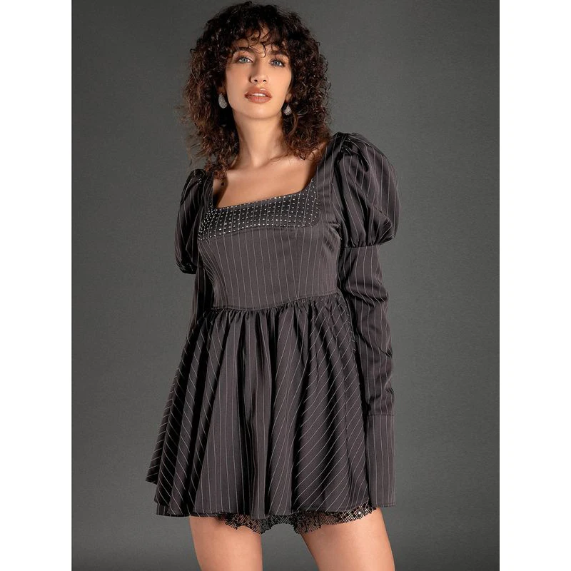 Новинка 2024 модное женское сексуальное платье MSMUSI в полоску с блестками и