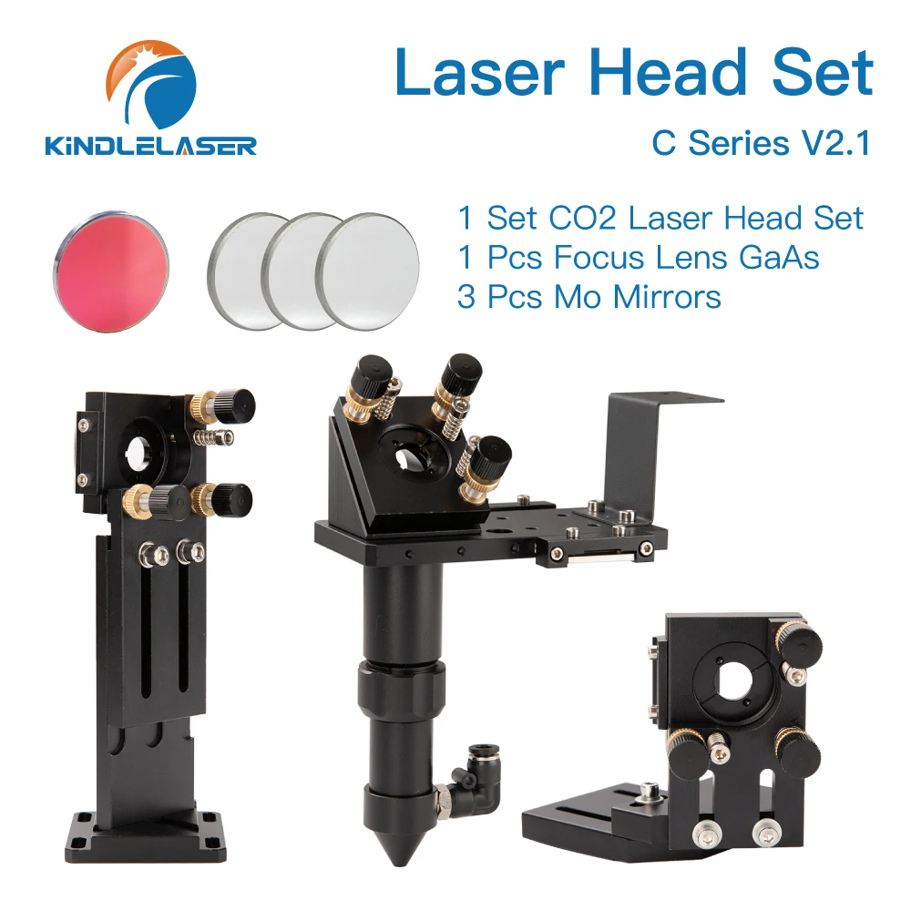 CO2 Laser Head GaAs Focus Lens Set D18 FL38.1 D20FL50.8/63.5/101.6mm Integrative Mount Dia.25 Mo Mirror for Laser Cutter