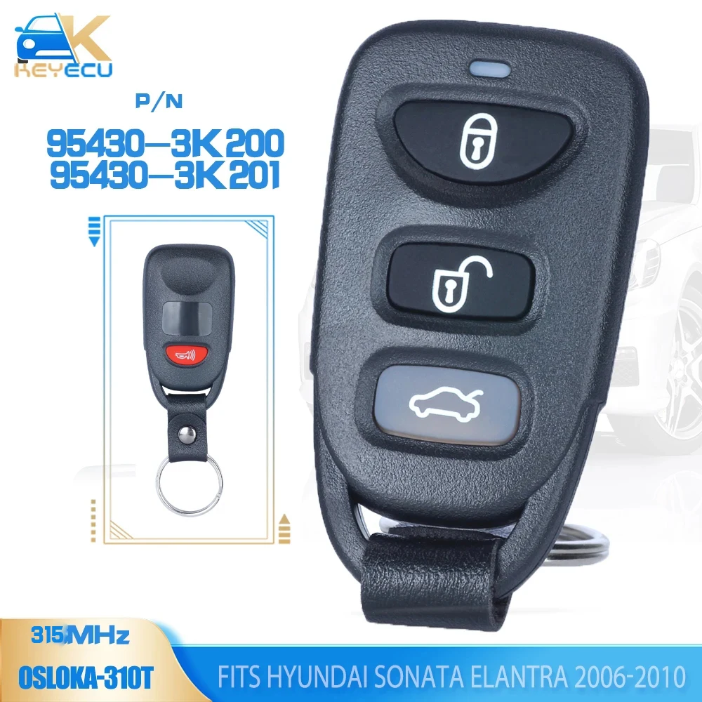 Встроенный ключ дистанционного управления брелок 3 + 1 кнопка 315 МГц для Hyundai Sonata
