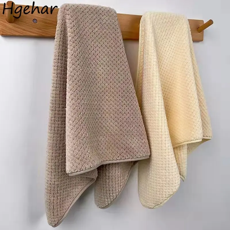

Face Towel Simple Solid 2pcs Classic Bathroom Soft Family Daily 4 Colors Basic Home Textile Leisure Ins Japan Style Household