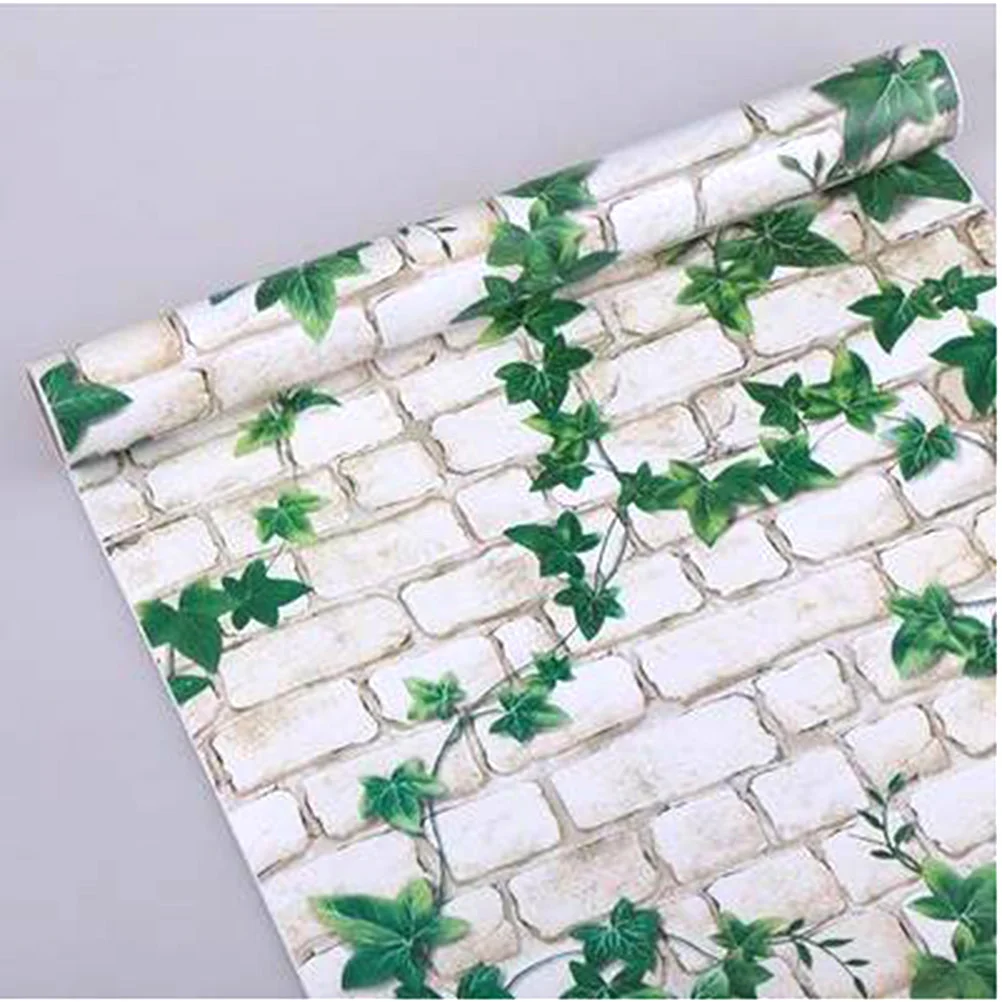 

10 M 3d Wallpaper Brick Wall Decals Jungle Rainforest Leaves Wall Paper Wall Sticker Brick Wallpaper Student