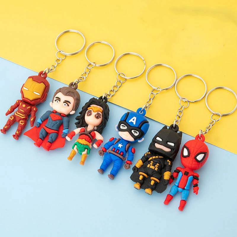 

Marvel Spiderman Keychain Superhero Iron Man Captain America Dolls Keyring Fashoin Key Chain Phone Bag Hanging Gifts For Friend