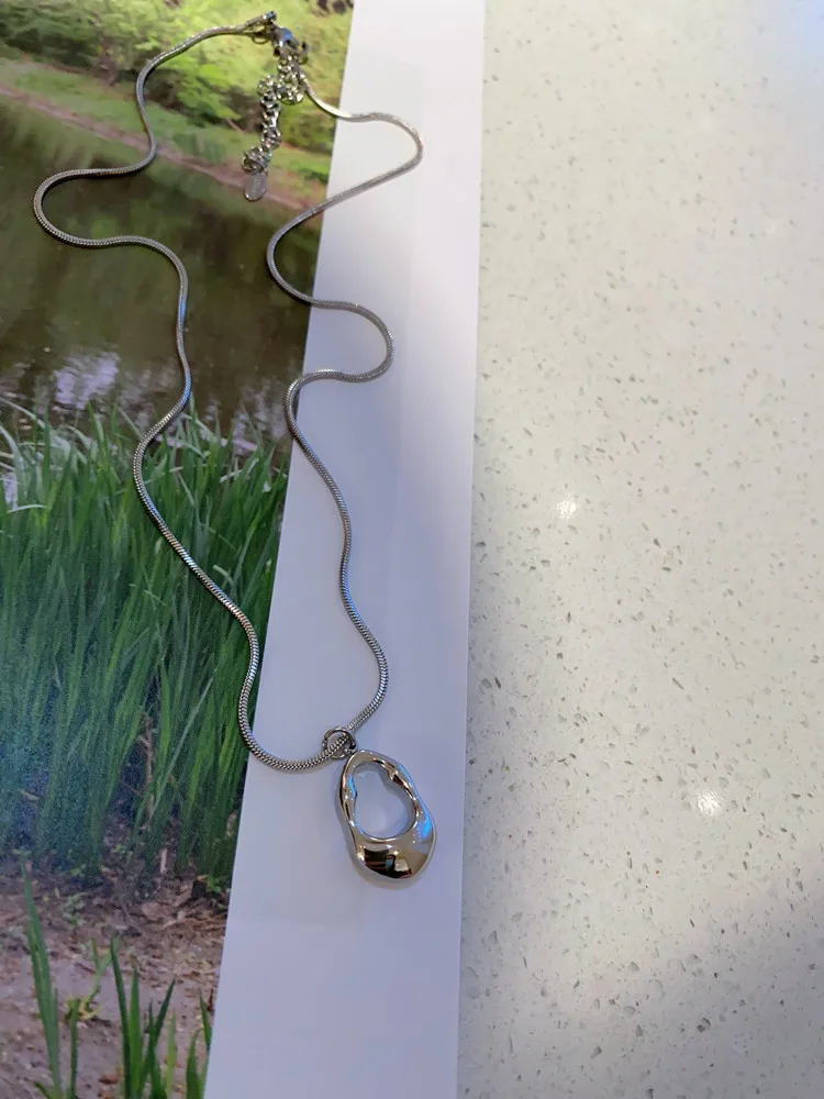 Titanium Steel No Fading Geometric Water Drop Shape Abstract Necklace Choker Women Minimalist Elegant Design New
