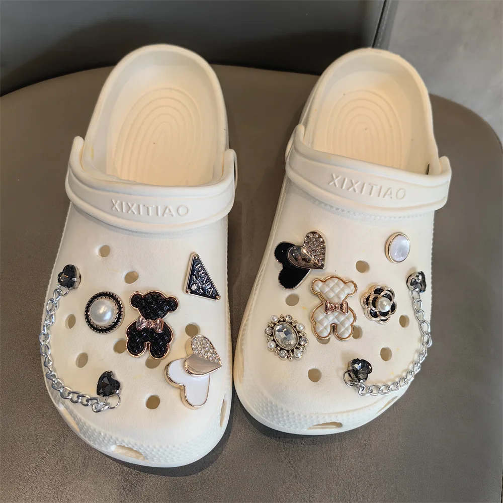 Подвески для обуви Crocs DIY модный Серебряный Медведь металлическая пряжка