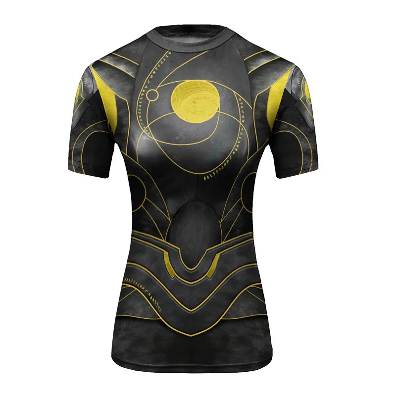 Women Yoga Compression Shirt Short Sleeve Sport T Shirts Gym Fitness 3D Printed Female T-shirt Quick Dry Crossfit Running Shirt images - 6