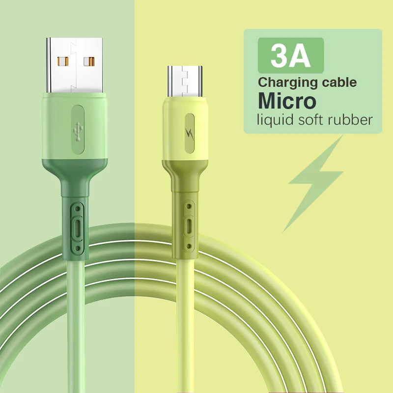 

Кабель Micro USB, шнур для передачи данных 3A, зарядный кабель для Samsung S4 Xiaomi Redmi Realme, провод зарядного устройства из жидкого силикона для Android