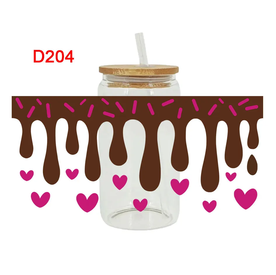 Наклейки для трансфера UV DTF обертки чашек День Святого Валентина печать стекла