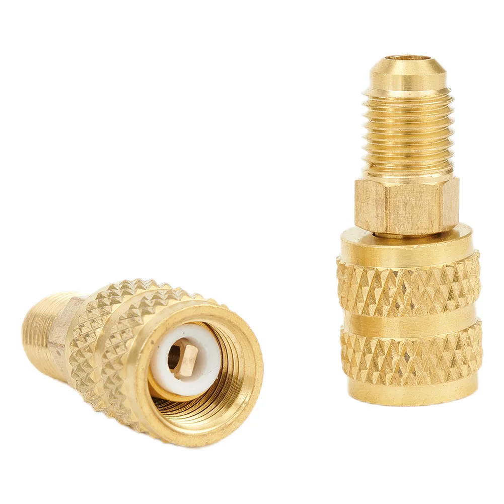 

2pcs Brass R410a Adapters Female 5/16" SAE Male 1/4" SAE For Refrigerant R22 Adapter Connection Adapter Part Tool