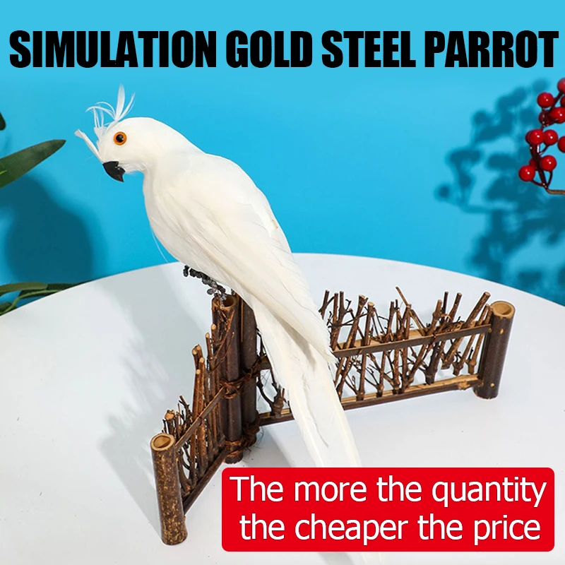 

25cm 35cm Simulation Parrot Creative Feather Lawn Figurine Ornament Animal Bird Outdoor Garden Party Prop Decoration Miniature