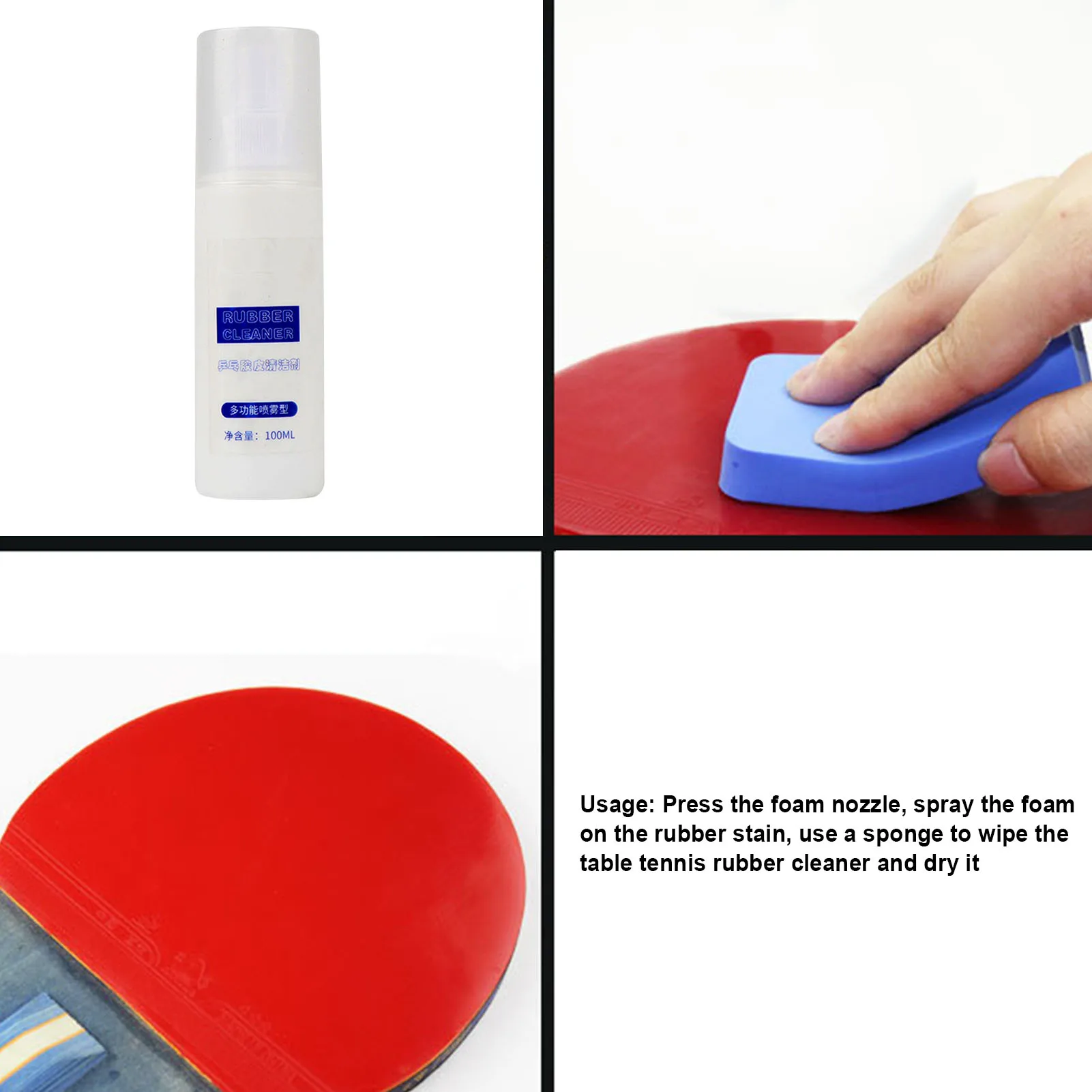 

Ping Pong Paddle Rubber Cleaner 100ml Professional Table Tennis Racket Foam Cleaning Agent Rubber Cleaner Accessories Keep