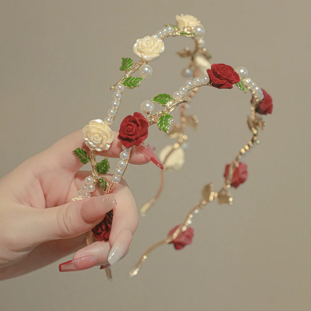 

Luxurious Elegant Rose Vine Headband Accessories Headdress Girls Metal Flower Tiara Hairbands Tiara Wedding Hair Hoop Women
