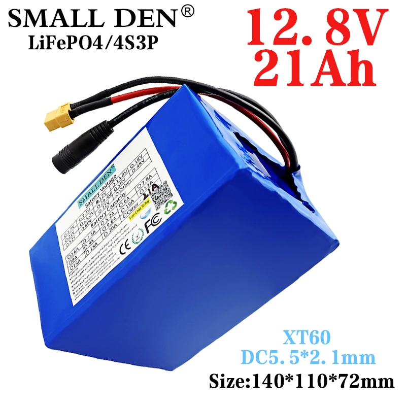

12.8V 21Ah32700 4S3P Lifepo4 rechargeable battery pack with 4S40A balance BMS for 12V power electric boat DIY solar battery