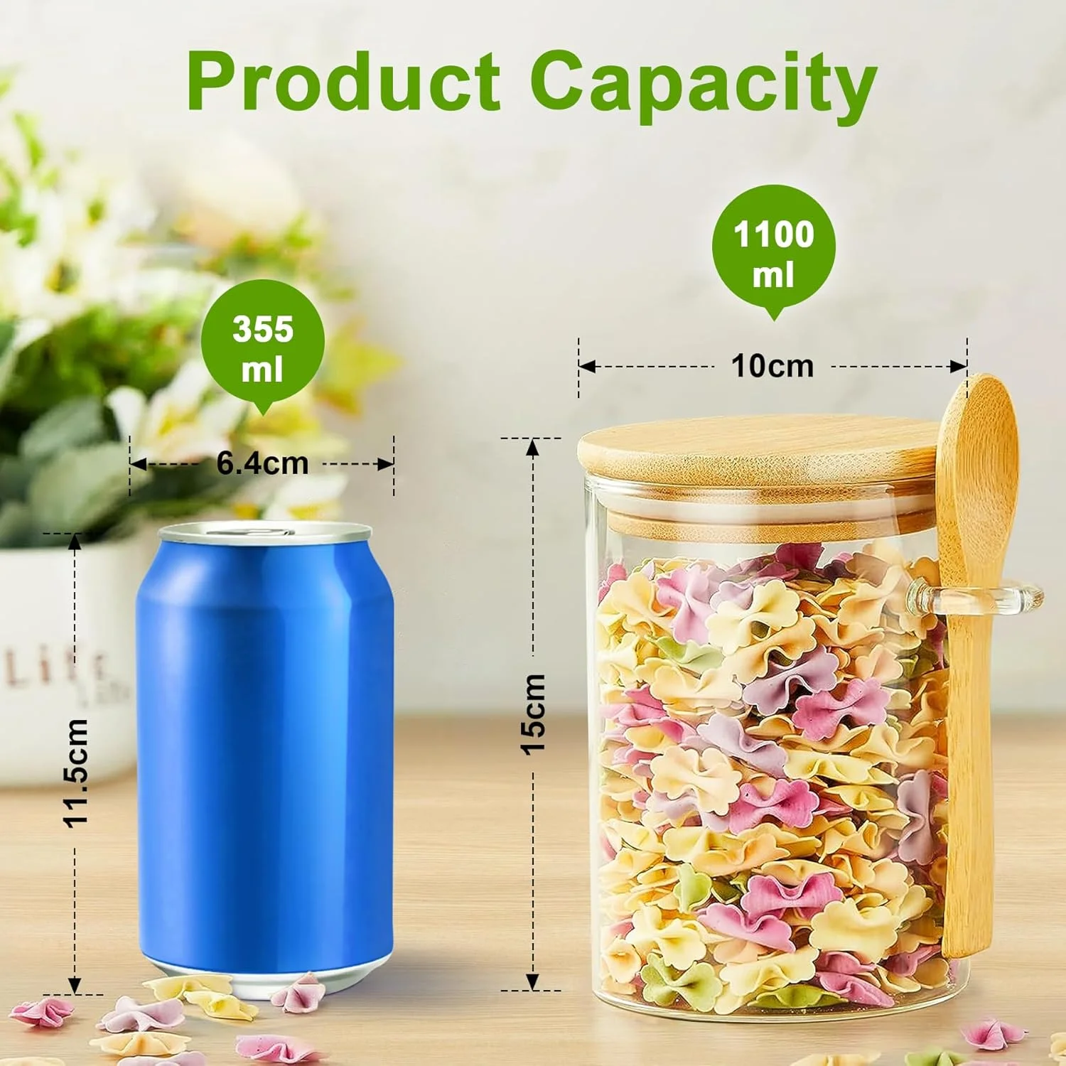 Стеклянная банка с крышкой 4 упаковки прозрачных герметичных стеклянных