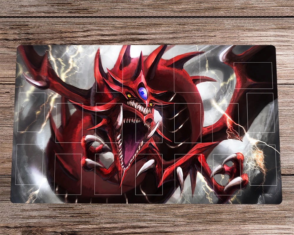 

YuGiOh CCG TCG Playmat Slifer The Sky Dragon Trading Card Game Mat & Zones & Free Bag Anti-slip Rubber Desk Pad Mousepad 60x35cm