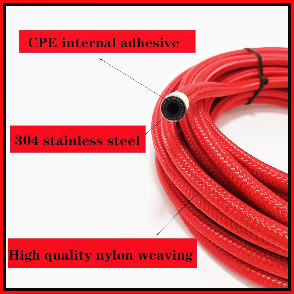 1-10M AN4 AN6 AN8 AN10 AN12 E85 Трубка из нейлона плетеная нержавеющей стали CPE красный