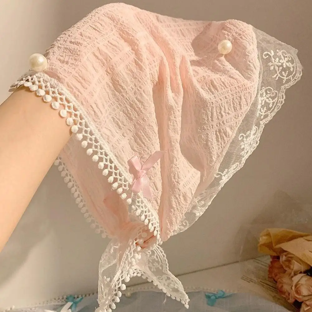 Жемчужный кружевной треугольный шарф головной платок для женщин во Французском