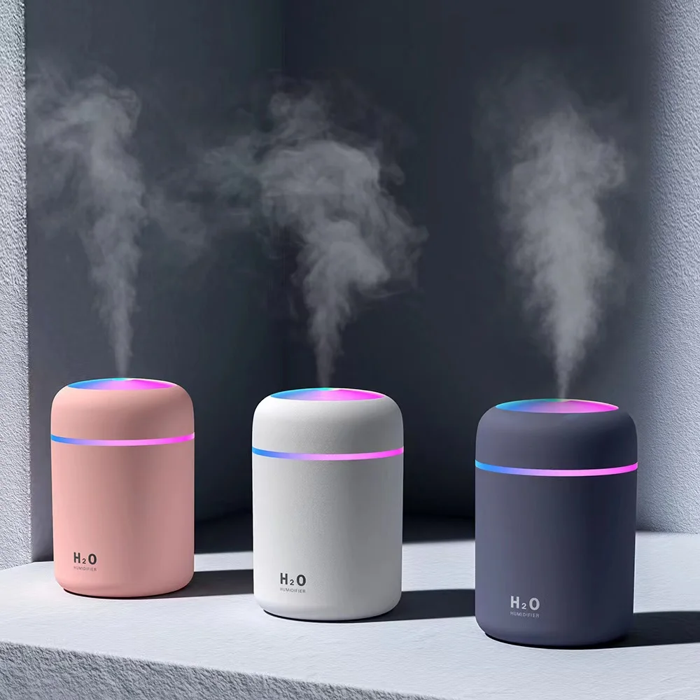 

Mini Portable Air Humidifier 300ml for Car and Home Essential Oil Diffuser Mist Sprayer With Colorful Night Light USB Charging