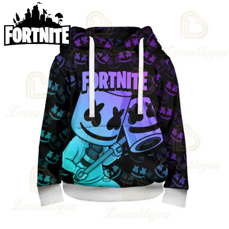 Толстовка Fortnite с капюшоном Игра Битвы худи 3D Victory Royale Детская толстовка для
