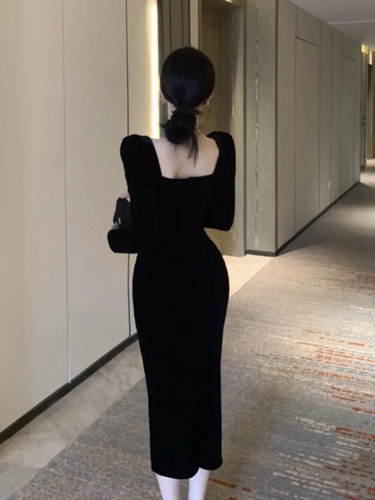 Сексуальное облегающее кружевное вечернее платье с длинными рукавами женское