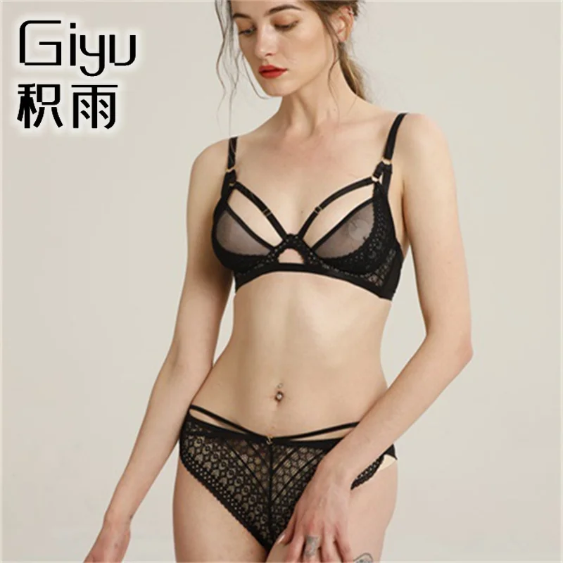 

2022 Hot French sexy mesh European and American women's underwear set lace sexy lingerie soutien gorge femme sans armatures