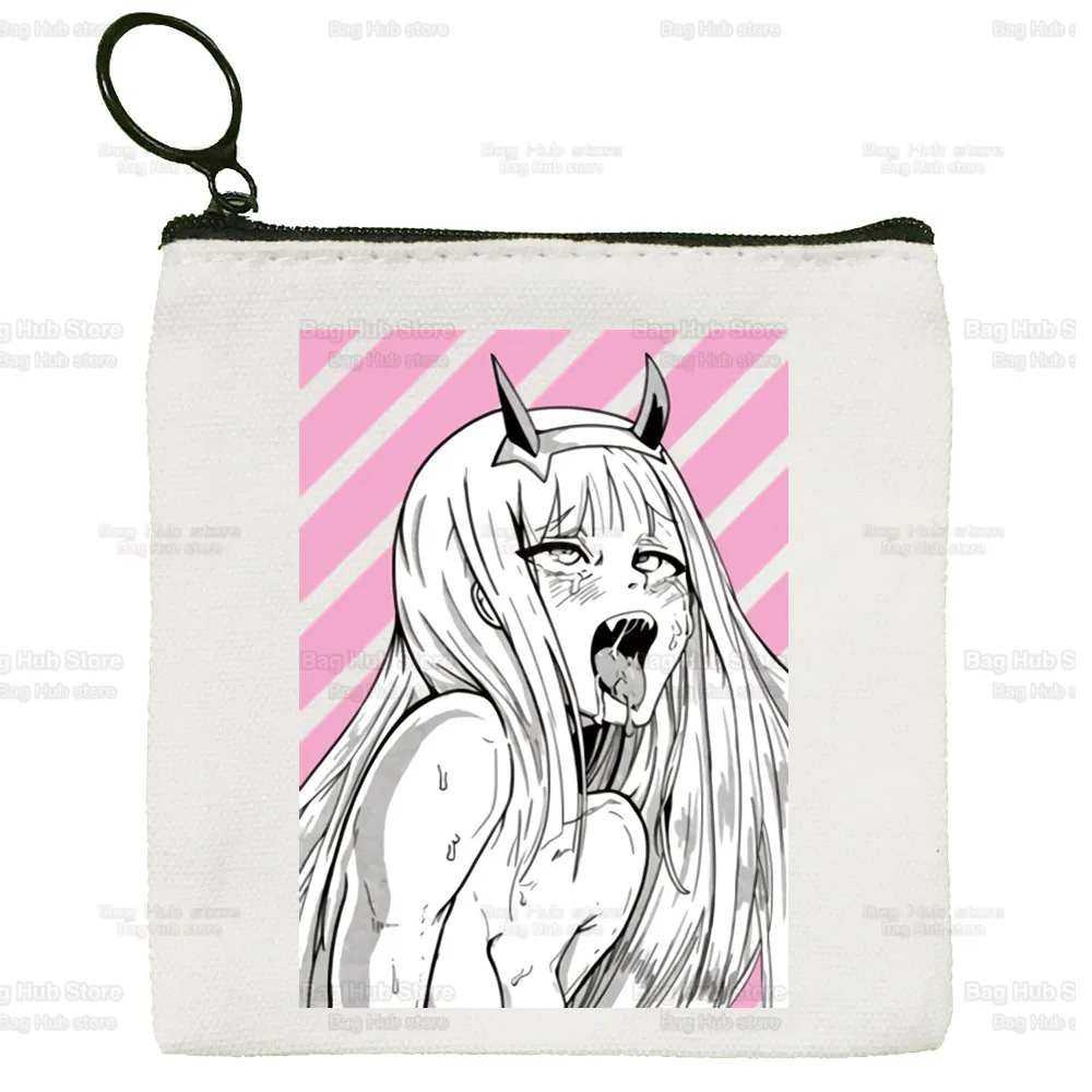 Darling In The Franxx Anime Canvas Coin Purse Custom Coin Purse Illustration ZERO TWO Key Case Simple Small Cloth Bag Creative