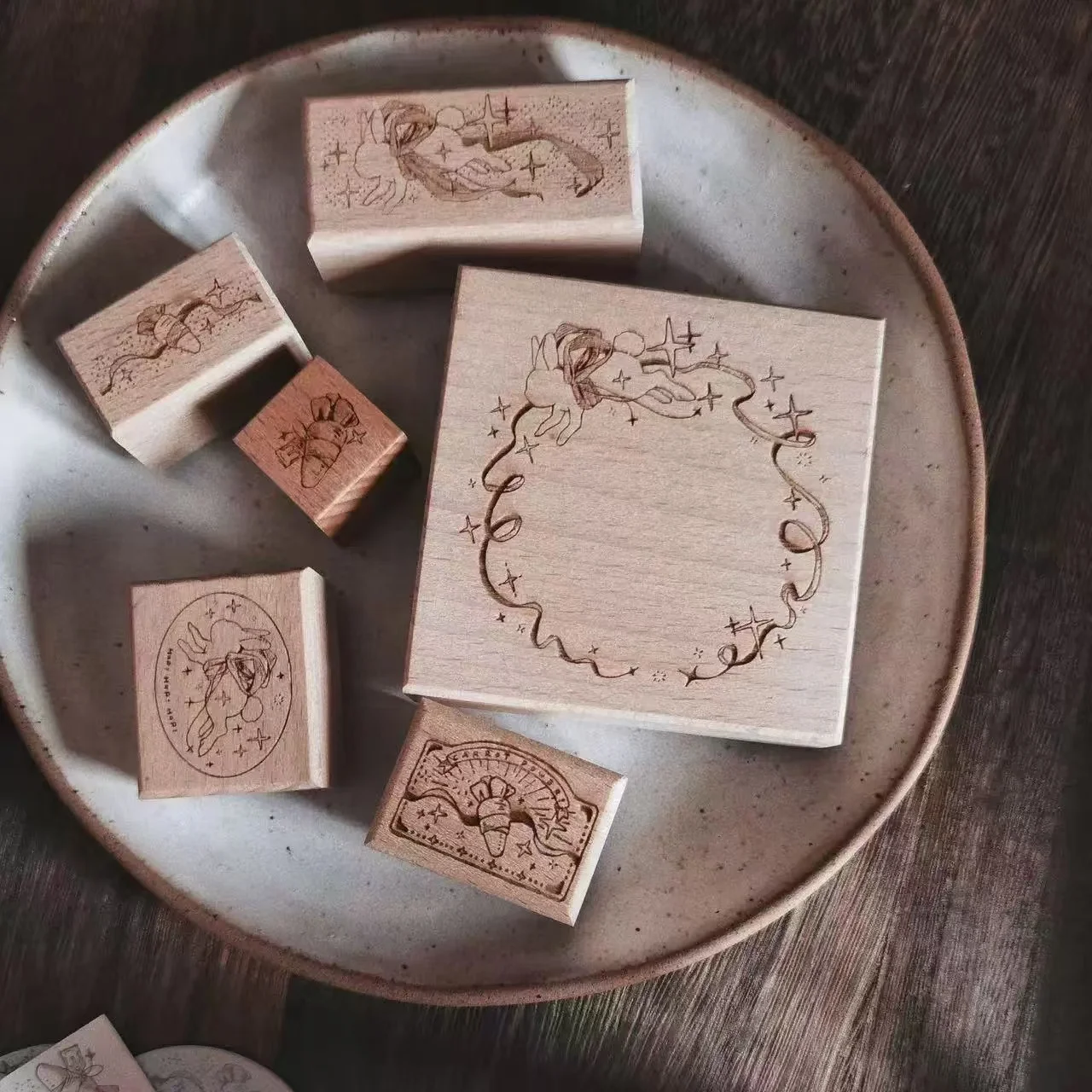 Винтажный милый морковный кролик деревянный резиновый штамп для DIY скрапбукинга