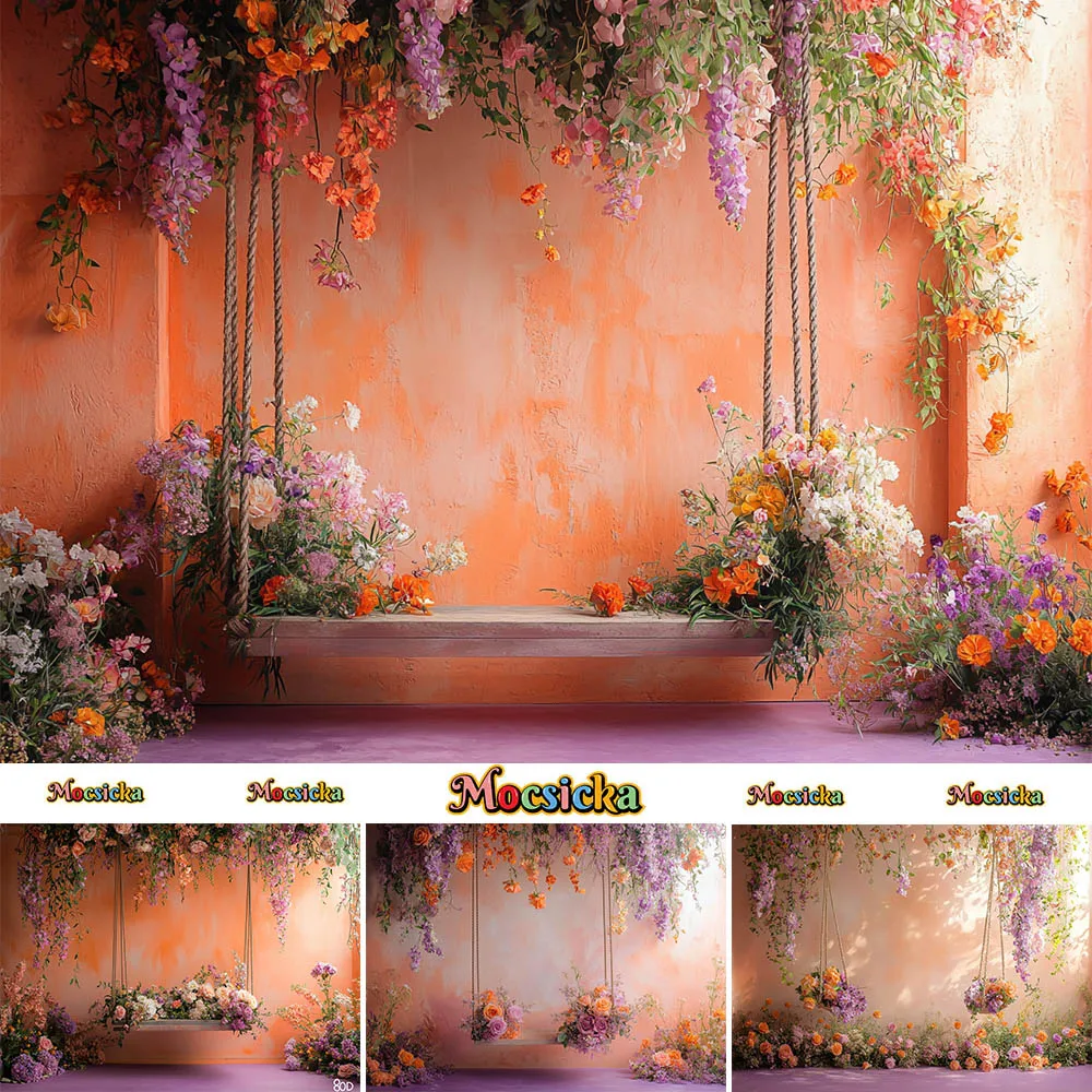 Фон для фотосъемки новорожденных с цветочным принтом