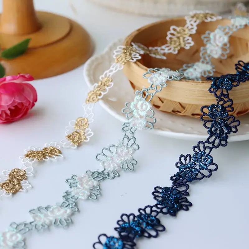 

19 ярдов, ширина 2,6 см, Цветочная сетка, золотое, Черное кружево для шитья, свадебное платье, аксессуары для одежды, материалы для рукоделия с б...