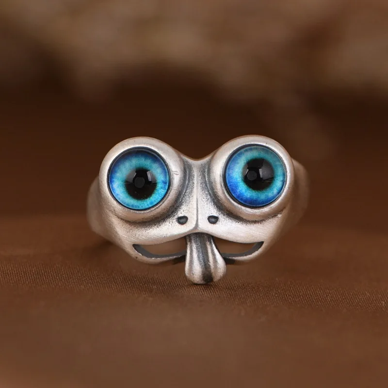 Модные Мультяшные ожерелья с голубыми глазами и лягушкой кольца для женщин