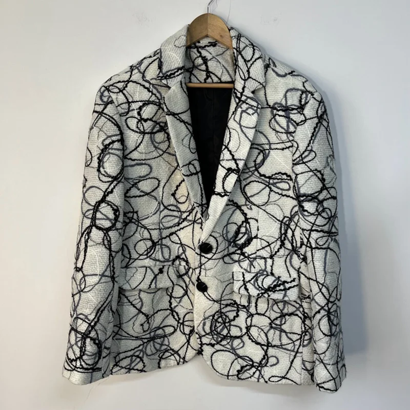 

Осенние мужские модные блейзеры с вышивкой в случайном порядке, универсальное высококачественное женское пальто с роскошным рисунком, креативный костюм 21Z1376