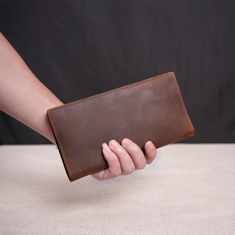 

AETOO Crazy Horse Leather Handmade European and American Simple Multifunctional Leather Clutch Retro Multi-card Position Docume