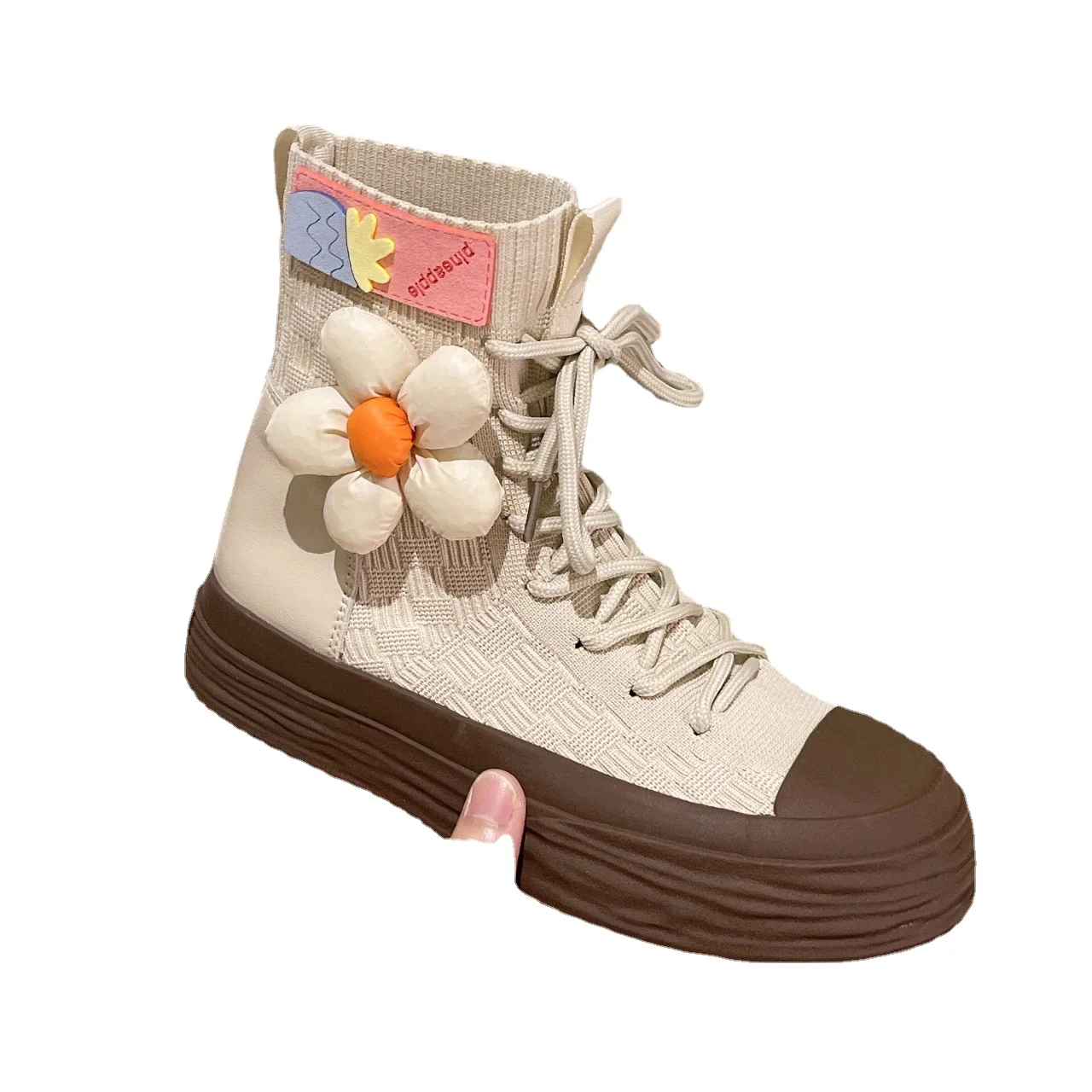 

Новинка, женская обувь, сетчатые ботинки-носки, осень 2022, модная спортивная обувь на плоской платформе, женская повседневная обувь, мотоцикл...