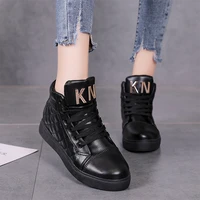 ladies casual lace up shoes high quality warm velvet leather breathable flat sneakers new winter fashion high top sneakers