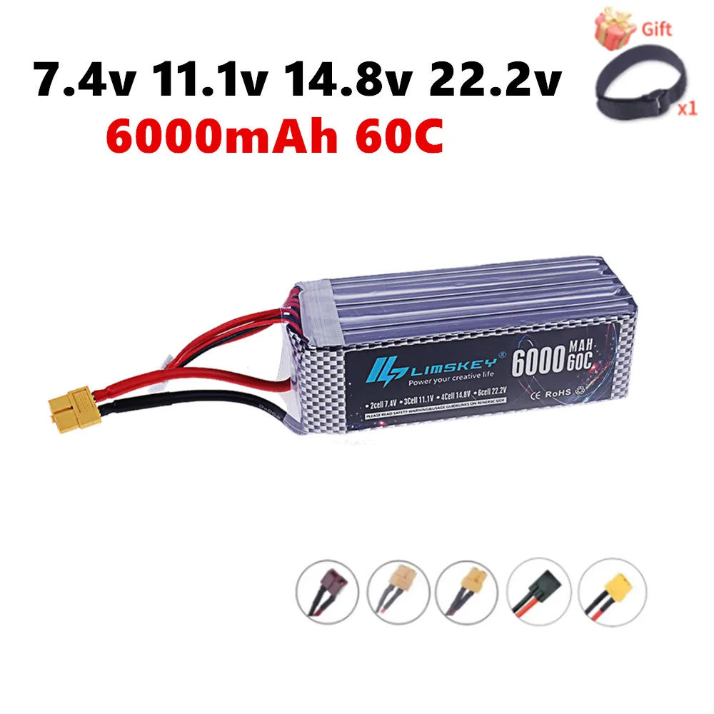 2S 3S 4S 6S Lipo аккумулятор 7 4 В 11 1 14 8 22 2 6000 мАч 60C для RC FPV самолета вертолета дрона танка