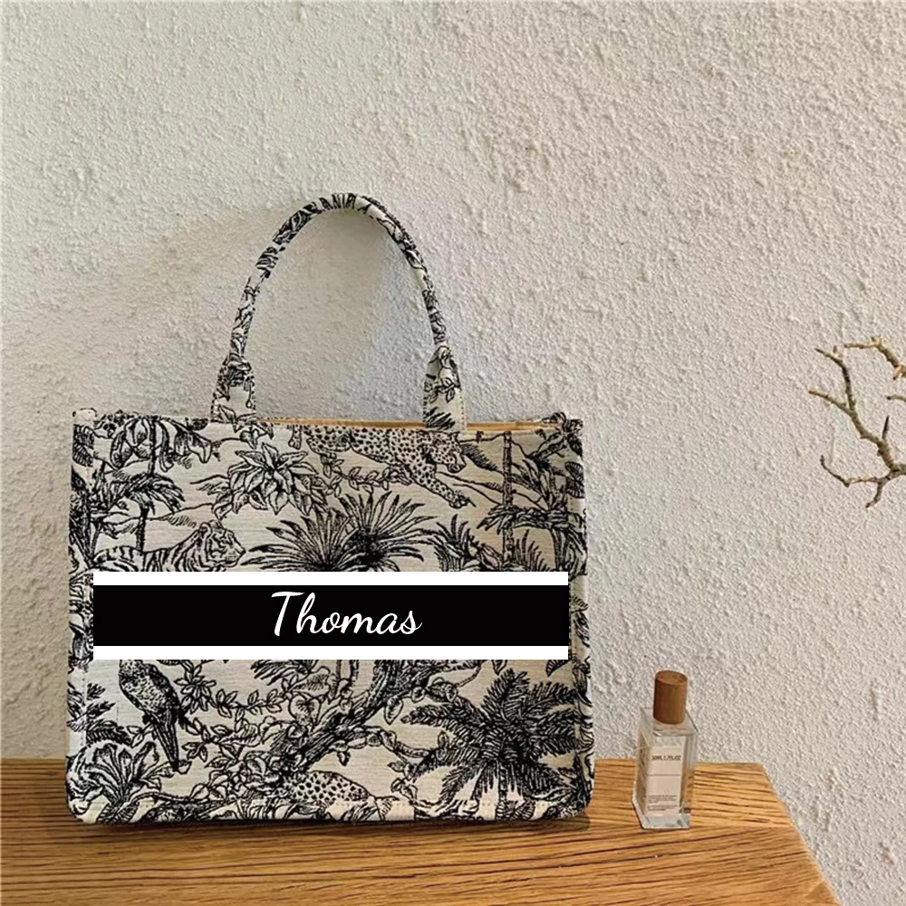 

Personalized Spring Summer Woman Canvas Bag Fashion Printing Tote Designer Party Clutch Shopping Custom Name Travel Beach Bag