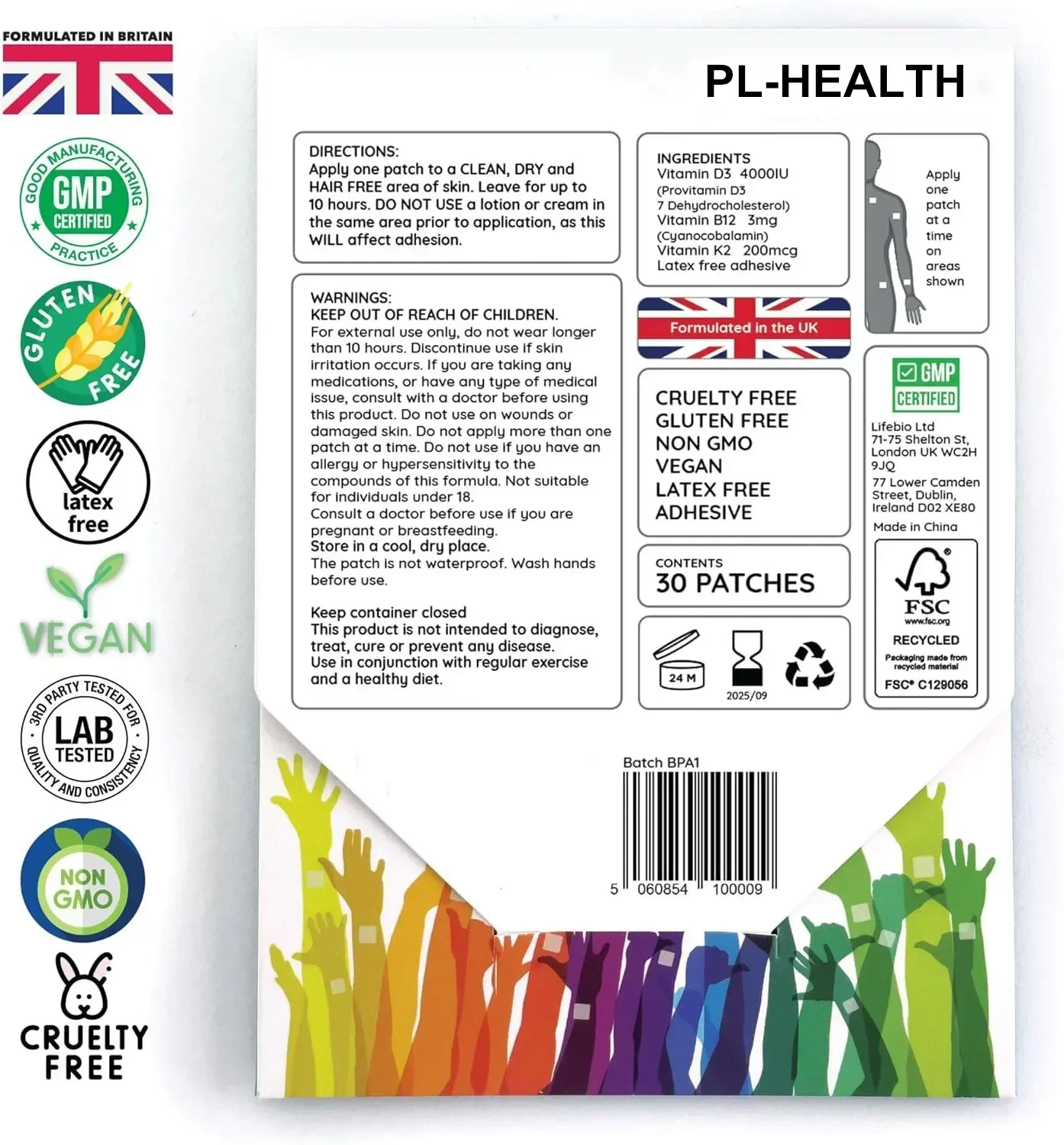 D3 B12 и K2 трансдермальные пластыри-30 ежедневных пластырей-для веганов без