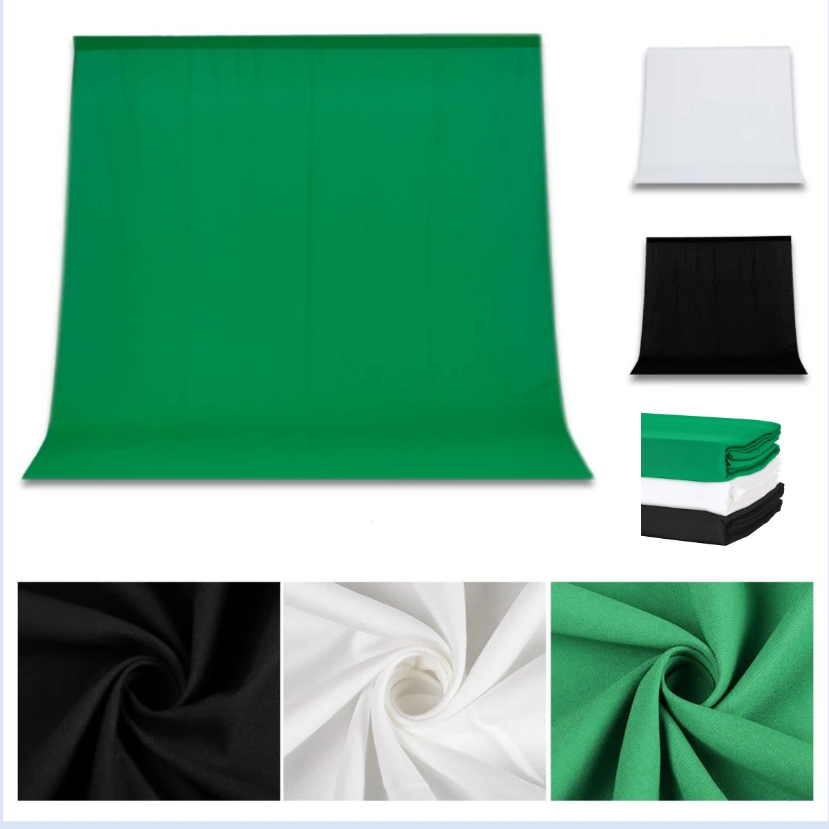 

Photo Studio Green White Black Green Color Cotton Textile Smooth Photography Background Backdrop Cloth Screen Chromakey