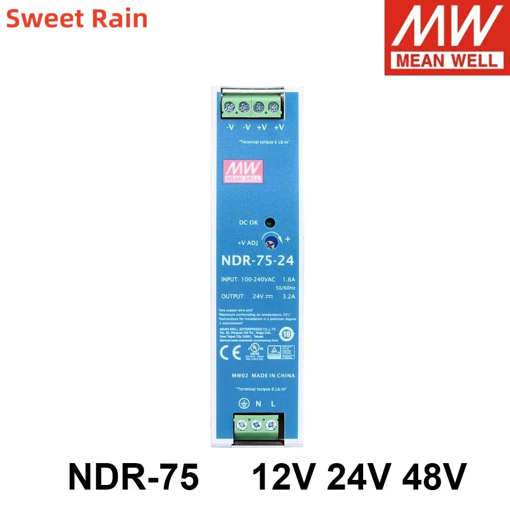 MEAN WELL NDR-75 120 240 12 В 24 48 meanwell -120 -240 промышленная DIN-рейка с одним выходом NDR-120 NDR-240