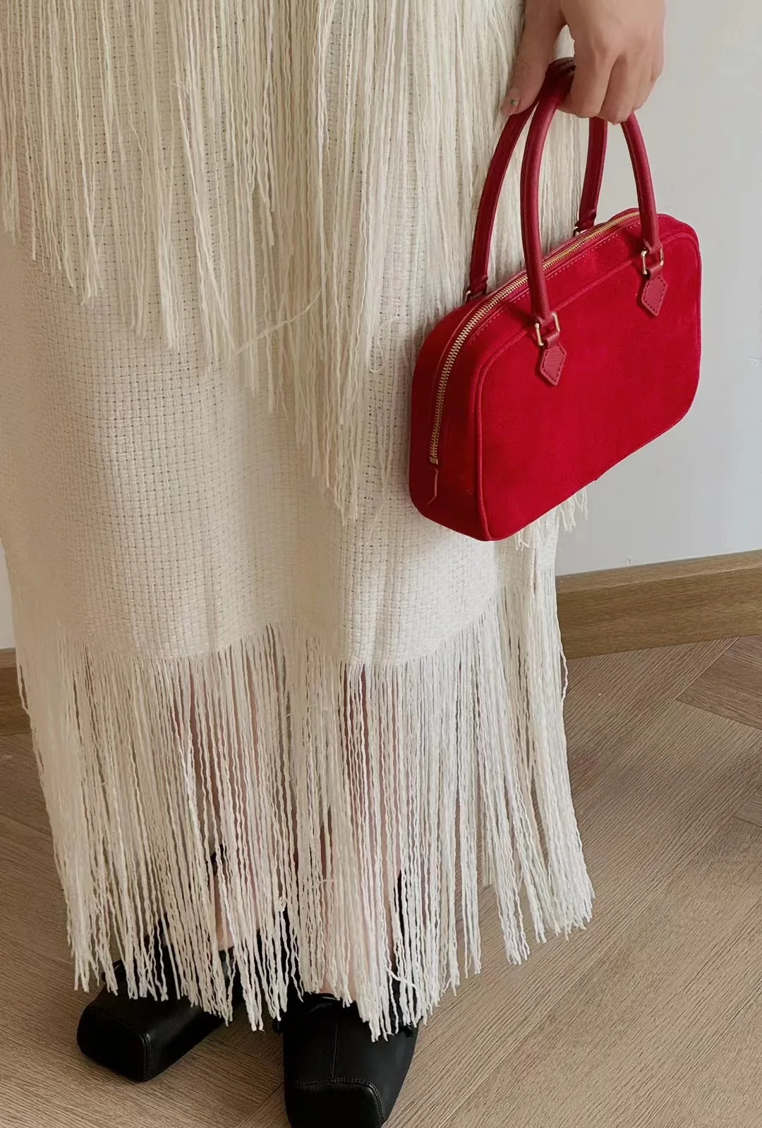 Винтажная замшевая сумка-тоут Boston