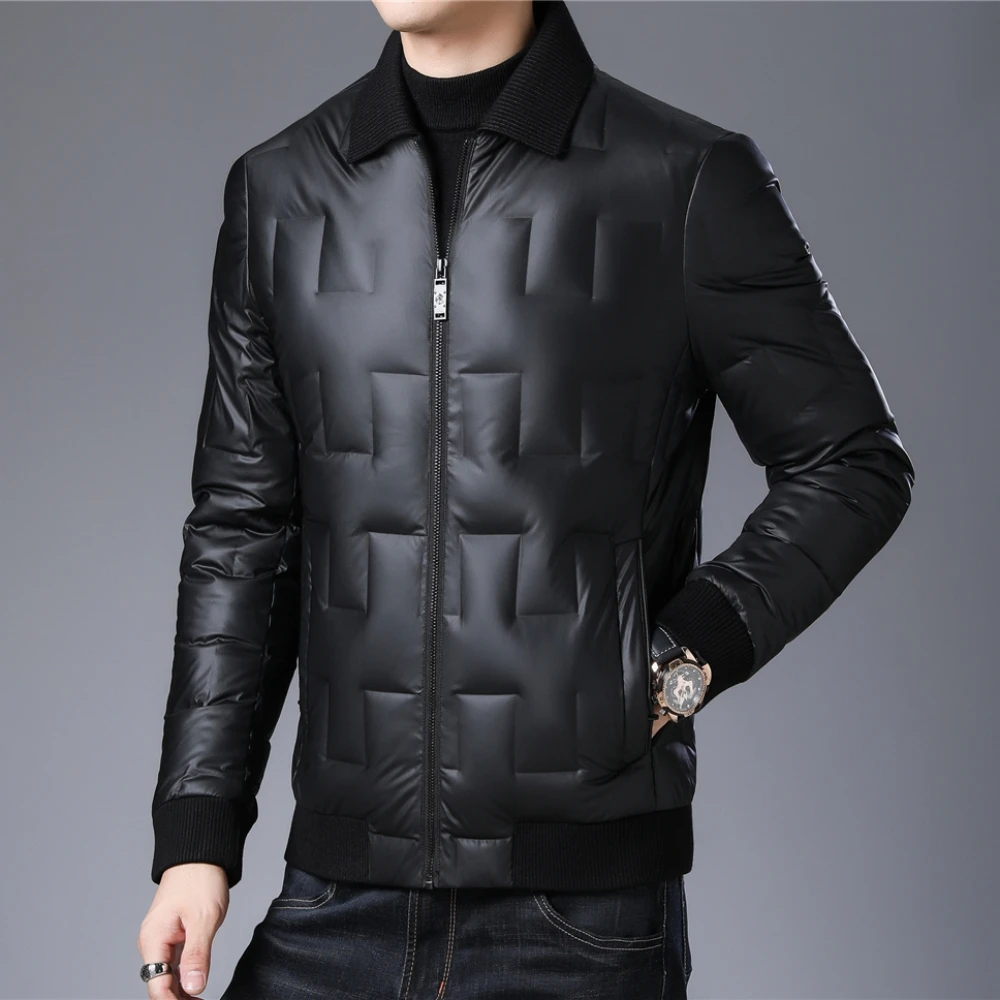 COODRONY Brand Knitted Collar Zipper Jacket Men Clothing Winter New Arrival Parka 90% White Duck Down Overcoat Windbreaker Z8165