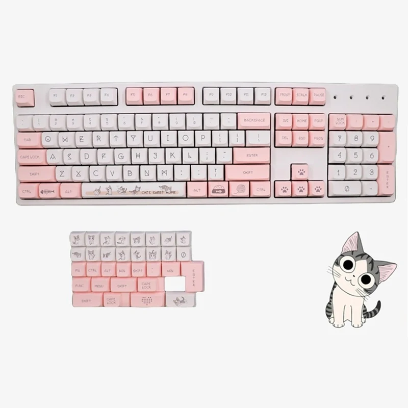 

Клавиатура Механическая GMK Cheese Cat, 134 клавиш, XDA, профиль, милые клоны, колпачок клавиш PBT, краска-Sub, для механической клавиатуры RK61 GMMK Pro