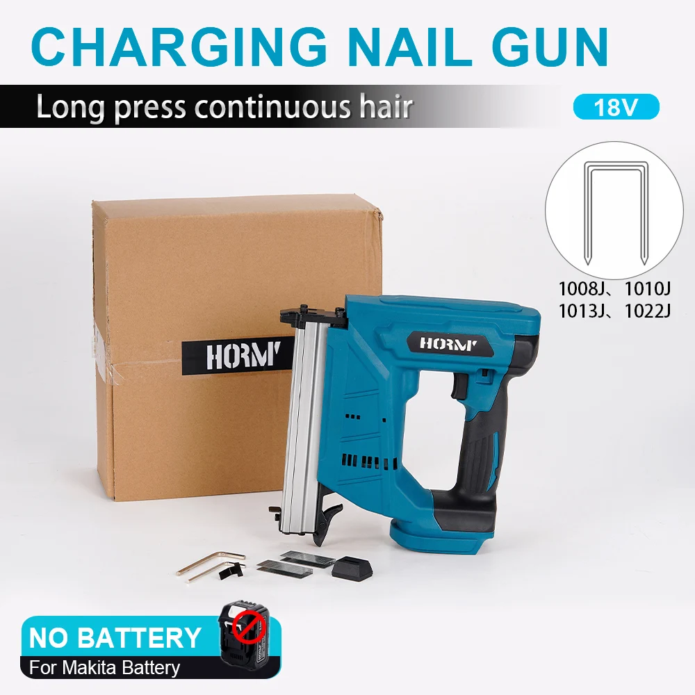 20V Electric Stapler Cordless Straight Nail Gun Wood Framing Nailer/Stapler Furniture Staple Gun Home DIY Woodworking Tool