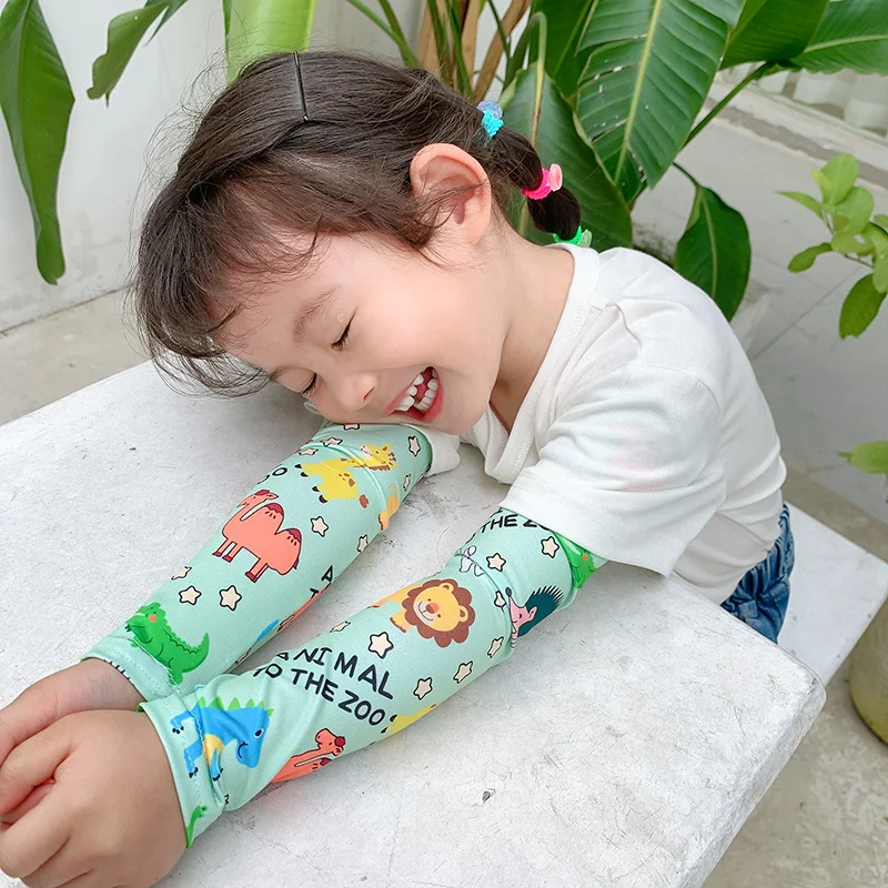 

2022 Summer Print Animal Rabbit Bear Flower Cute Ice Sleeve For Girl Boy Children Sun Protection Soft Comfortable Arm Gloves