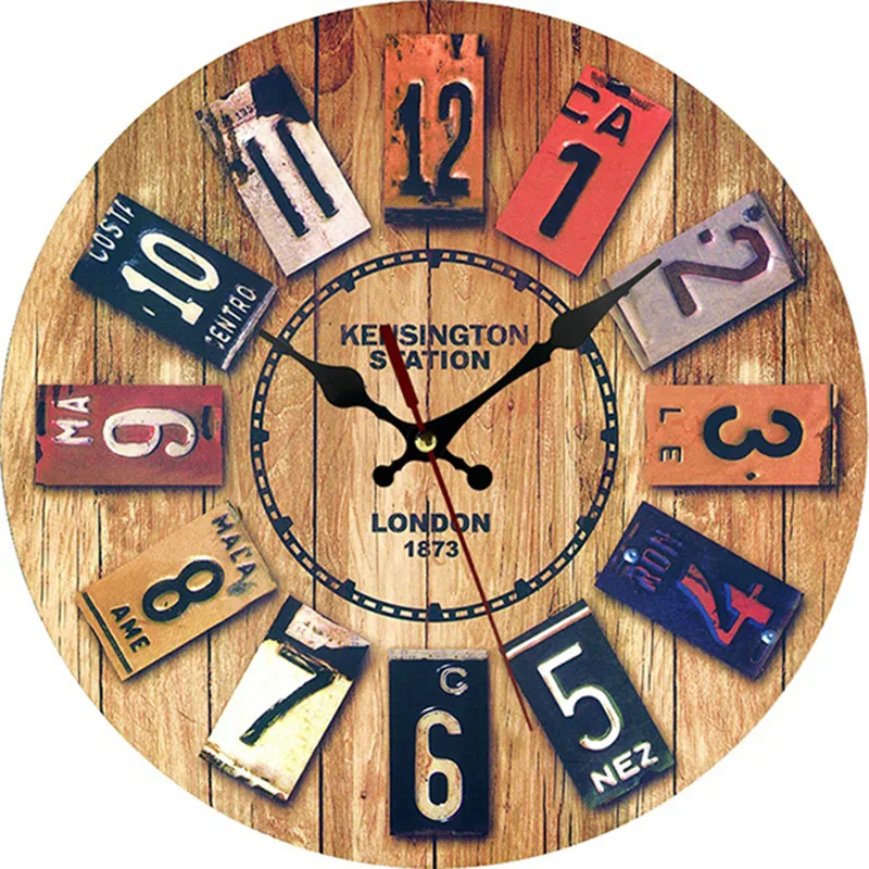 

Clock Home Stickers Room Digital Removable DIY Art Creative Silent 3D Wooden Living Frameless Clocks Office Round Wall Decor