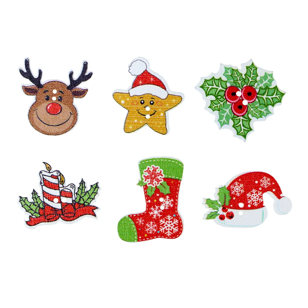 

Buttons Christmas Wooden Crafts Sewing Button Diy Wood Craft Forholiday Snowflake Decor Crafting Embellishments Cartoon Santa