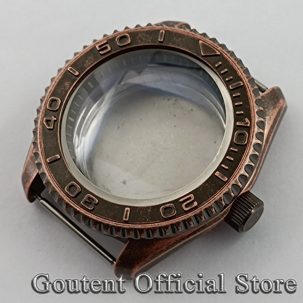 

Goutent 42mm Copper Vintage Double Dome Sapphire WaterProof Watch Case Stainless Steel Bezel Suitable For NH35 NH36 Movement
