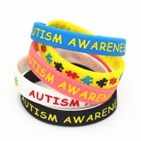 5pc autism awareness puzzle silicone braceletsbangles medical alert daily reminder colourful letter wristbands adult size sh075