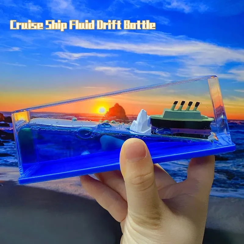 

2023 Cruise Ship Fluid Drift Bottle Titanic Creative Ship Sea Office Decoration Decompression Toy Decoration Decoration Birthday