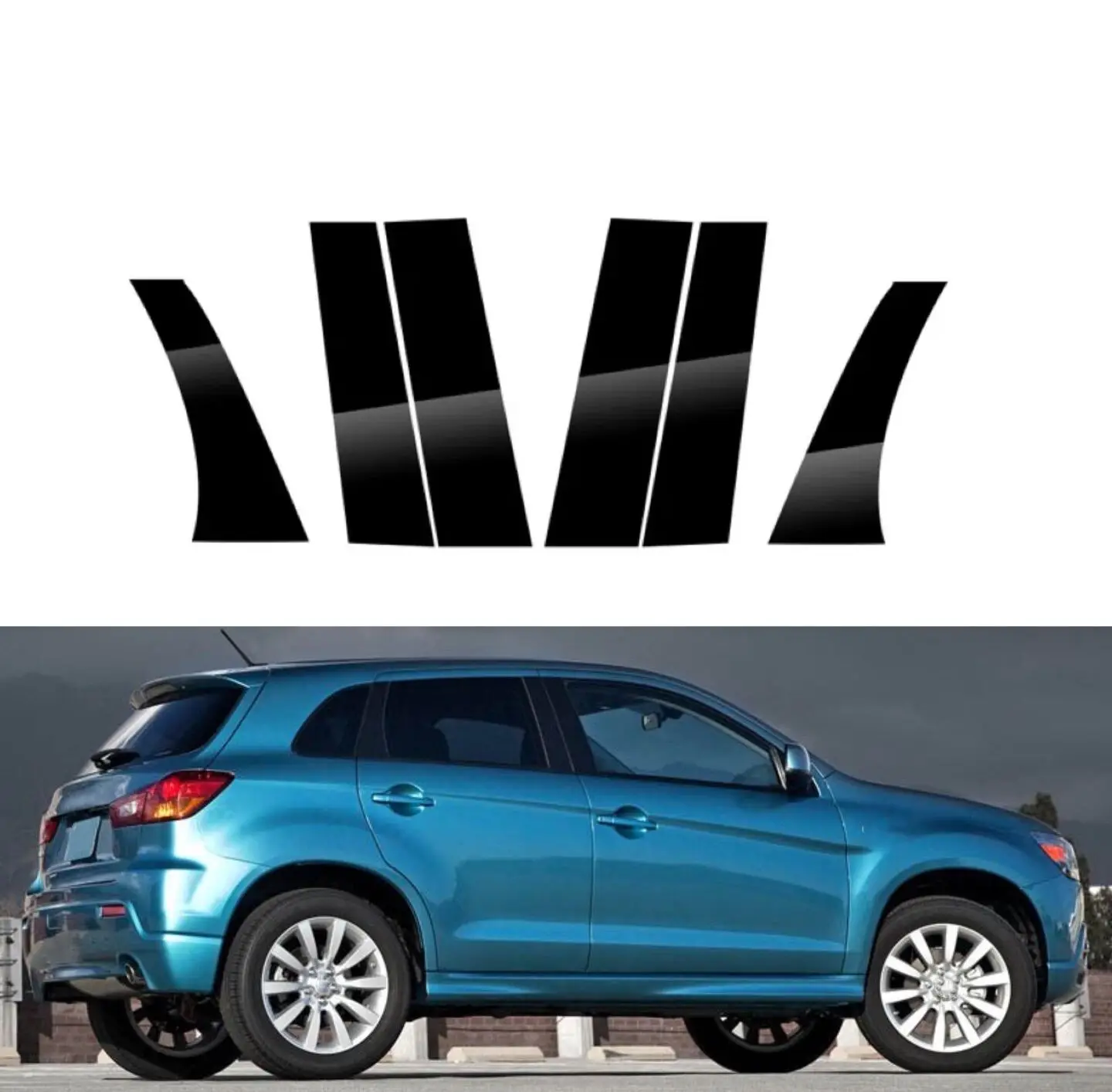 

6 шт., глянцевые черные полированные столбики для Mitsubishi ASX 2011-2020